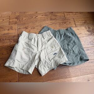 Two pair Aftco shorts size 28 khaki & olive green great condition no smoke/pets